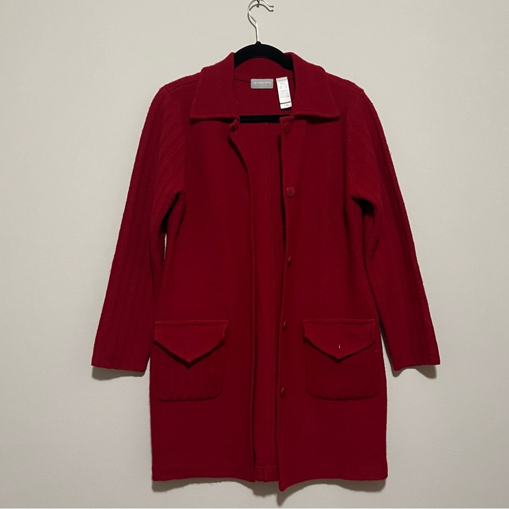 Liz Claiborne Petit Small SP wool jacket cardigan red color button up